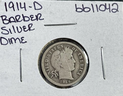 1914-D 10C Barber Dime. 90% Silver. #1627
