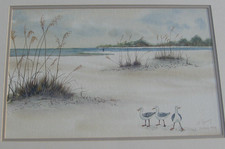Wiggins Pass Seashore Shoreline Watercolor Painting by Spivey, NO FRAMING