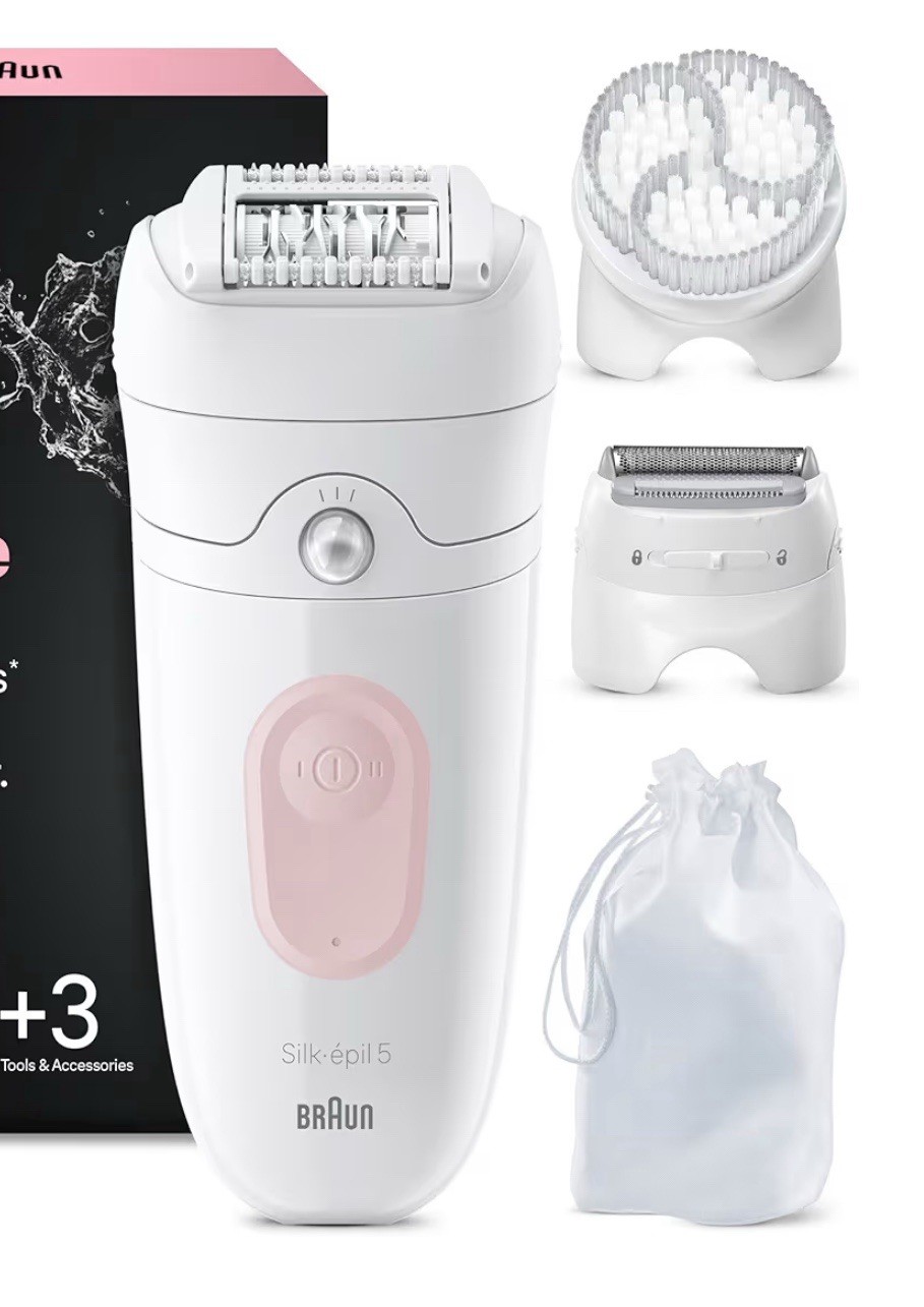 Braun Silk-épil 5 Epilator Easy Hair Removal  Wet & Dry Trimmer Exfoliator Pink