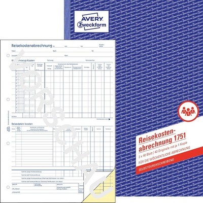 AVERY Zweckform Formularbuch ''Reisekostenabrechnung'' SD A4 weiß 2 x 40 Blatt