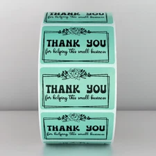 50 Thank You Stickers Yellow Floral Labels Small Shop Package Seals