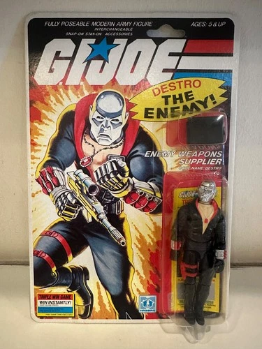 Hasbro GiJoe G.I.Joe 1983/85 Destro 34 Back Peach Card “Triple Win“ MOSC Sealed