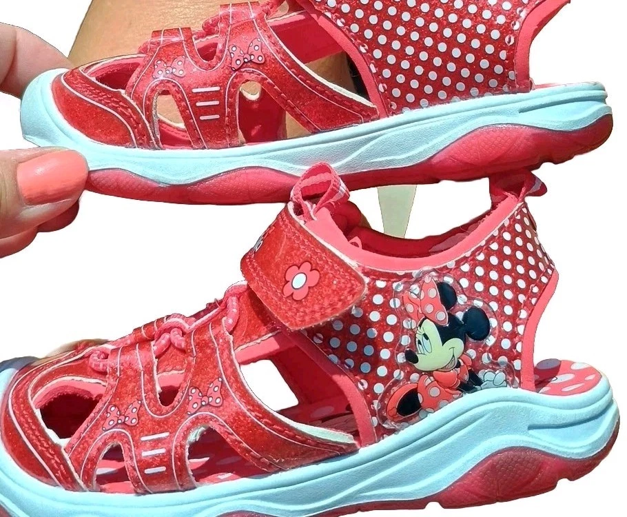 Sandalias de Trekking Disney Jr Minnie Mouse Usadas en Excelente Condición ROJAS para Niños Pequeños Talla 8 SUELAS ILUMINADAS Foto 4 de 4