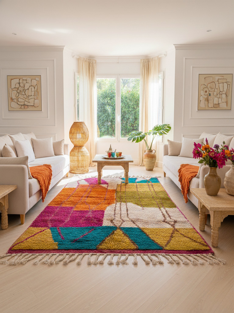 Tapis berbère épais et doux idéal pour isoler le sol froid d'une chambre d'enfant