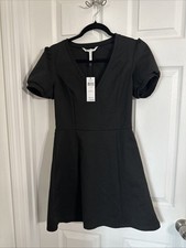 BCBG Generation Short Sleeve V Neck Fit & Flare Black Dress, Size S