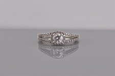 KRN Sterling Silver Cubic Zirconia Solitaire Halo Accented Band Ring 925 Sz: 6