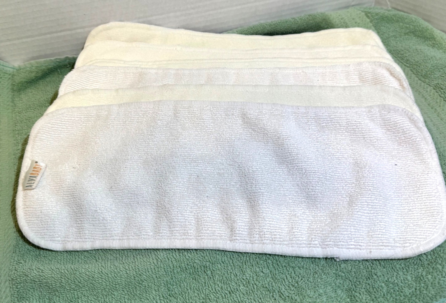 Cloth Diaper Insert Pads Lot of 6 Alvababy White M/L Polyester Hemp/Cotton