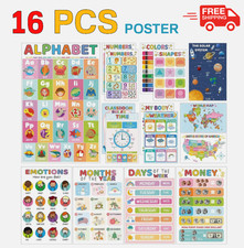 16 Educational Posters for Toddlers, Laminated Classroom Learning Posters,