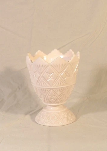 Vintage Pink Milk Glass Footed Candy Dish Vase 1950's Napco 2255