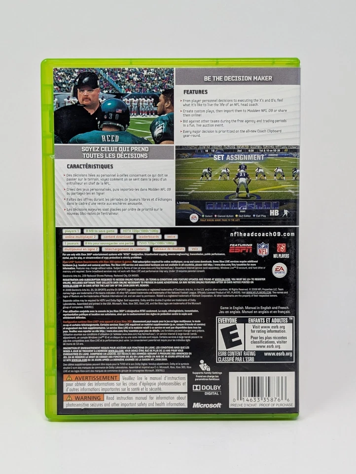 NFL Head Coach 09 (Xbox 360, 2008) - CIB Complete Minty - Image 2 of 3