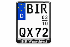1x Motorrad Kennzeichenhalter F&uuml;r  Kennzeichen 180 x 200 mm ( mit Wunschtext )