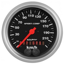 Autometer Speedometer 225 Kph 3-38 In Dia Sport-comp Electric Analog Black Face
