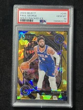 2024-25 Panini Select - Courtside Paul George #245 Gold Cracked Iced Prizm /10