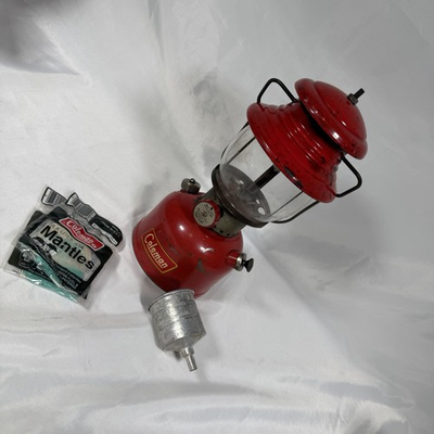 #ad VTG June 1954 RED COLEMAN LANTERN 200A 8 54 Single Mantle Globe Funnel￼ $68.88