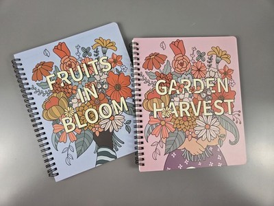 Adult Coloring Books Set Of 2 Fruits In Bloom & Garden Harvest Spiral
