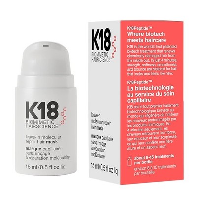 K18 Mini Leave-In Molecular Hair Mask, Repairs Dry 15 ml (1er Pack), weiß 