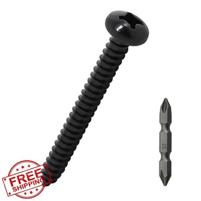 Fayeploo #12x2 Pan Head Wood Screws, 25pc, 304 SS, Black Oxide