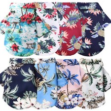 Dog Hawaiian Shirt Summer Floral Pet Button Down Shirt Lightweight Cotton
