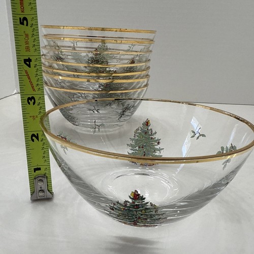 Spode Christmas Tree Indiv. Glass Bowl Set of 8 5-1/2" - Picture 8 of 11