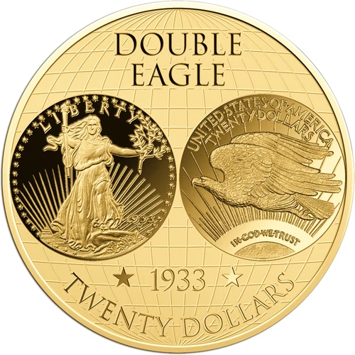 Chad 1/200 oz Gold Coin Foil Tribute of 1933 $20 Double Eagle Coin