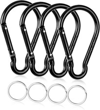 4pcs Large Carabiner Clip 4 inch D Ring Heavy Duty Keychain for Outdoor Black