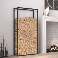 Brennholzregal Mattschwarz 80X28X154 Cm Stahl