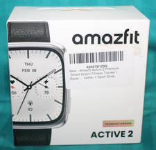Amazfit Active 2 Square Smartwatch (Premium Version) w/ Black Leather Band