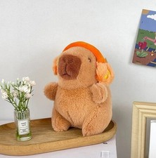 Capybara With Orange Headphone 4 Inch Stuffed Animal Plush Doll Keychain Pendant