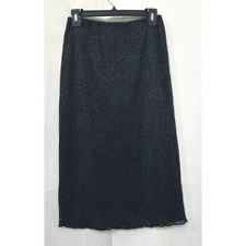 RSQ Whimsigoth Dark Fairy Black Floral Lace Midi Skirt M Elastic Waist Lined