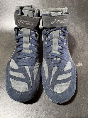 Asics Aggressor 2 Wrestling Shoes Blue/Gray Mens Sz 9.5 Lifting Boxing MMA Rare