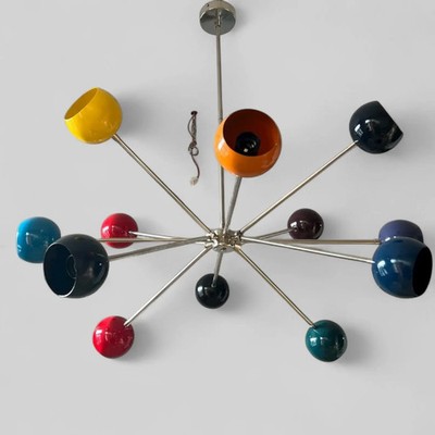 12 Multicolor Shade Sputnik Chandelier | Retro Ceiling Light Iconic Eyeball Lamp