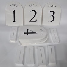 Arch Wedding Table Numbers 1-30 with Stands 5x7 White Black Two-Sided