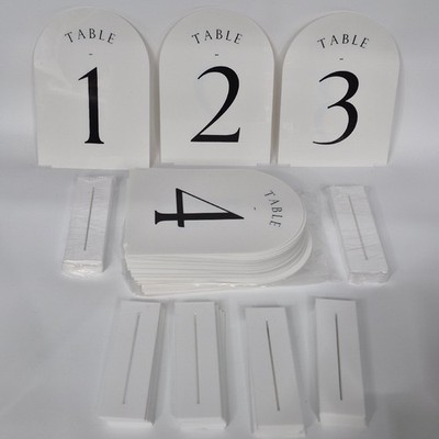 Arch Wedding Table Numbers 1-30 with Stands 5x7 White Black Two-Sided