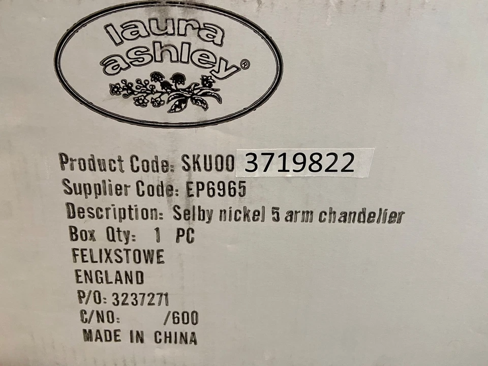 LAURA ASHLEY Selby 5 Light Chandelier Nickel/Clear Glass new boxed RRP £295 - Image 2 of 4