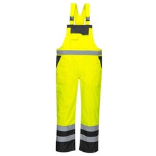 Portwest S488 Waterproof Hi Vis Safety Overalls, Contrast Bib and Brace Breat...