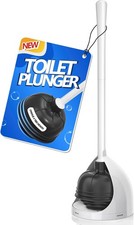 Toilet Plunger with Holder All Angle Design for 5.7 Inch Drain Bathroom Cleaning