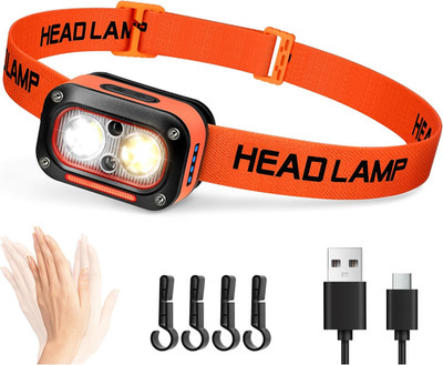 LED Headlamp High Lumens USB Rechargeable Dual Light Headlight