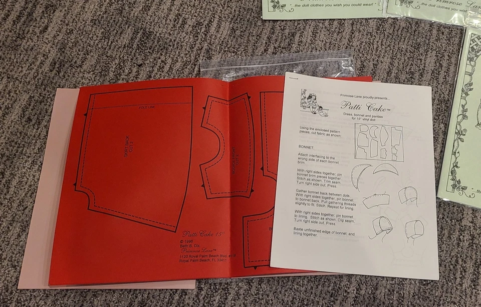 Primrose Lane 15-inch Baby Doll Clothes Patterns - Lot Of 5 - Girl & Boy - Image 3 of 4