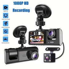 HD 1080P Car Dual Lens Dash Cam Front/Rear/Inside Video Recorder Camera G-sensor