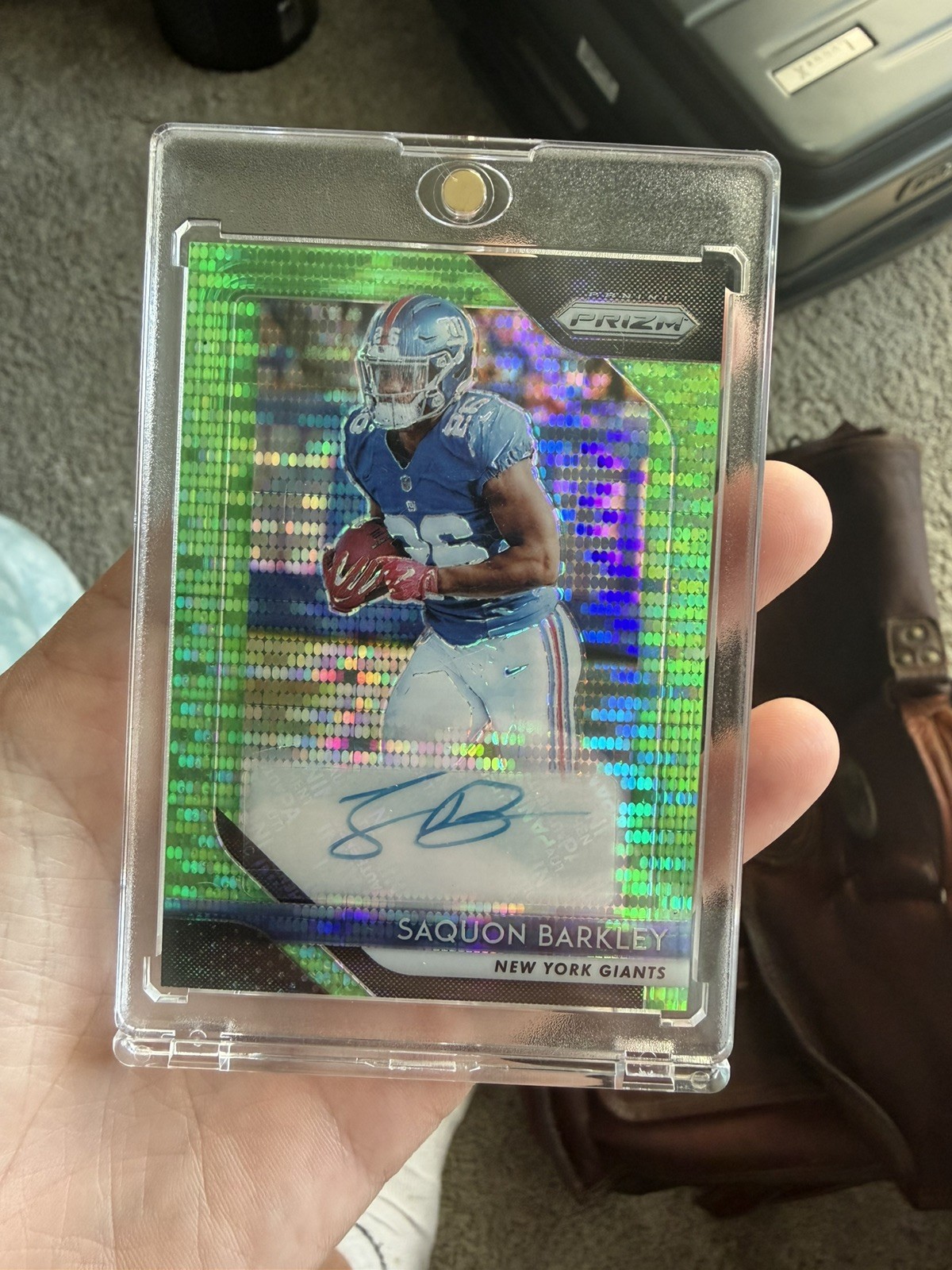2018 Panini Prizm Neon Green Pulsar Saquon Barkley Auto RC