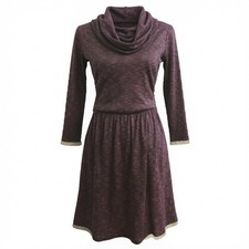 NWT Loveappella Heather Maroon Black Cowl Neck Knit Sweater Dress Long Sleeve S