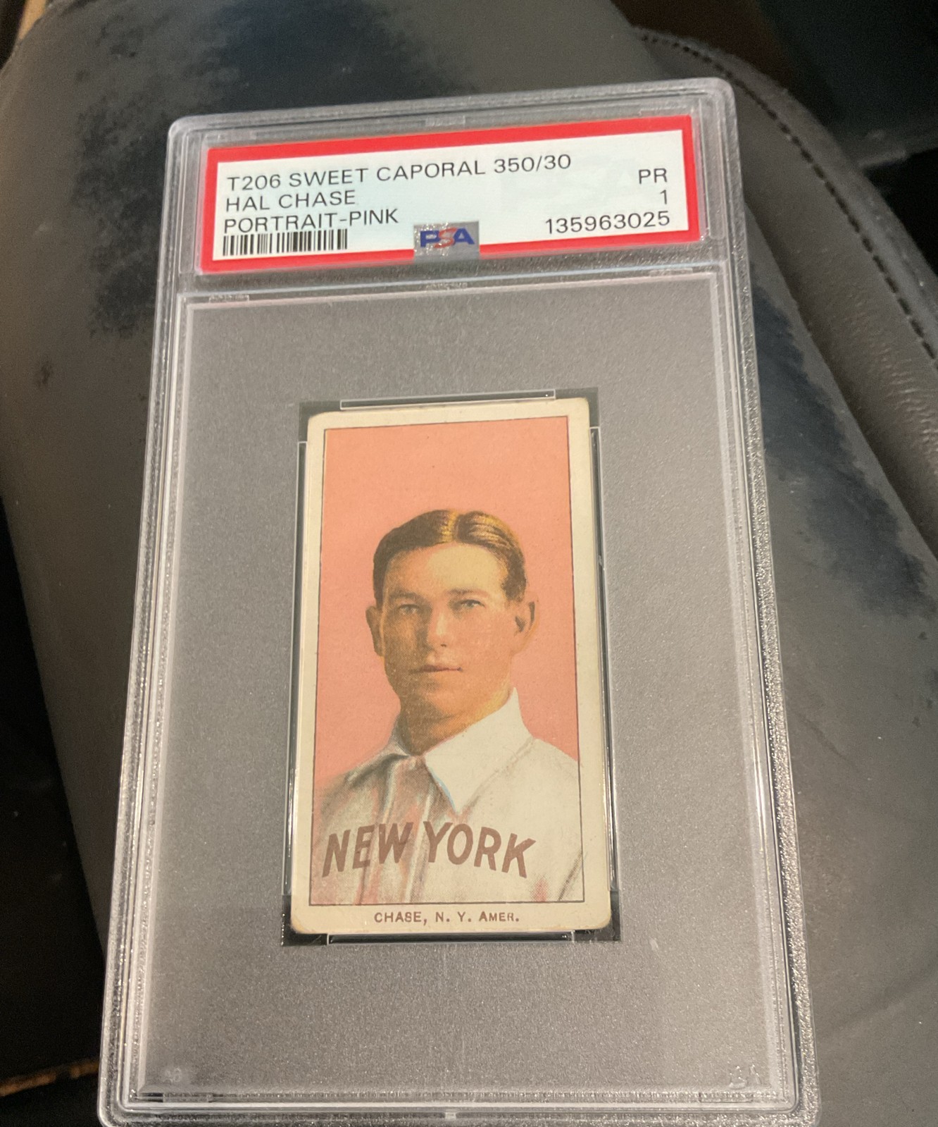 1909-11 T206 - Hal Chase 150 Factory No. 30 Back Portrait, Pink Background (RC)