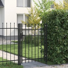 vidaXL Black Steel BOXTEL Fence Gate Single Lockable Spike Top Outdoor Gate