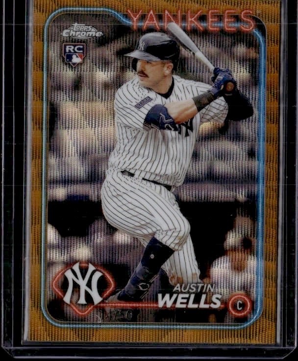 2024 Topps Chrome - Austin Wells Gold Wave Refractor #281 /50 (RC)