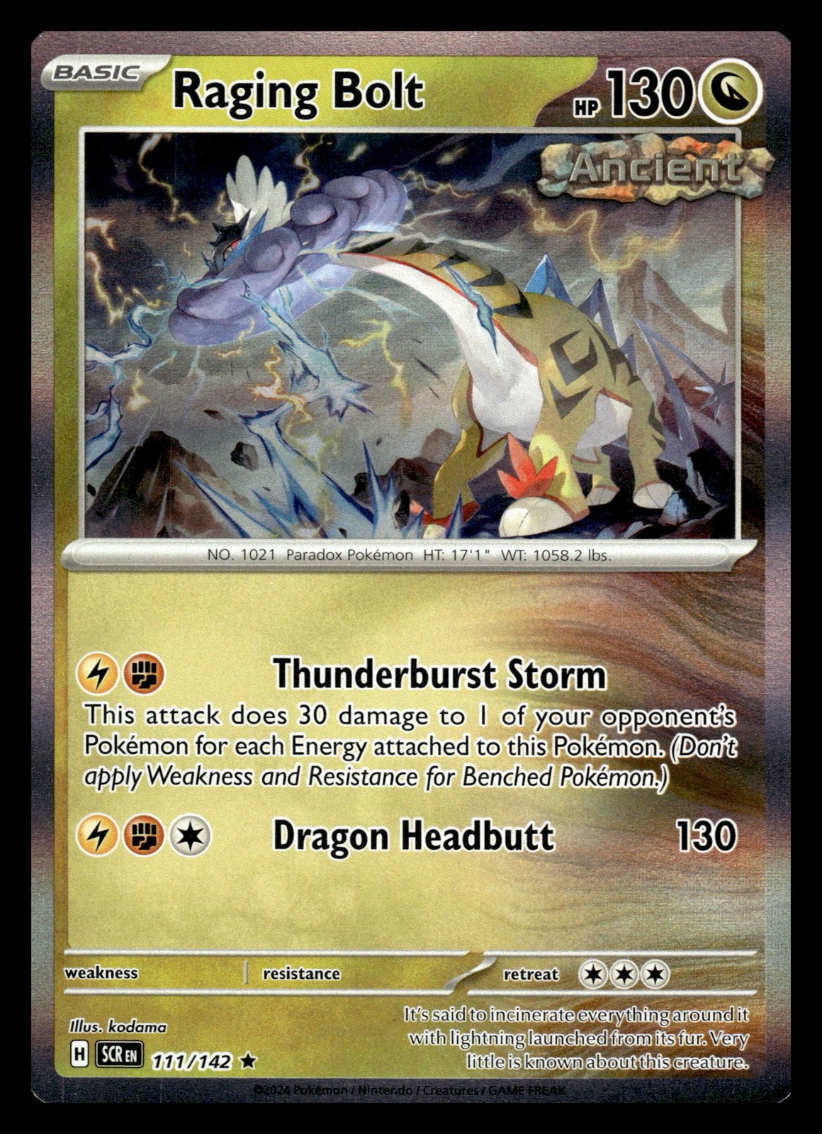 Raging Bolt Holo Rare 111/142 SV07: Stellar Crown Pokemon Card