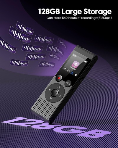 128GB Digital Voice Recorder - 3072 Kbps HD Recording Voice Recorder with Pla... - Bild 2 von 8
