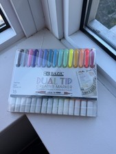 Bazic Dual Tip Creative Marker Set of 15 Multicolor Markers Model 15 MPN 15