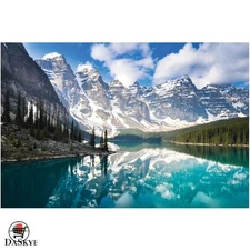 Stunning 1000-Piece Moraine Lake Puzzle with HD Poster - Perfect Family Activity