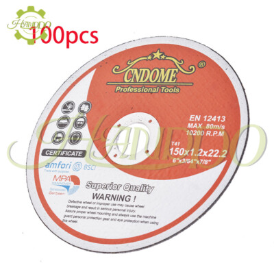 Pack 100 6''x.045''x7/8'' Cut-off Wheel - Metal & Stainless Steel Cutting Discs