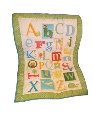 Laura Ashley Baby Blanket Comforter Quilt Owlphabet ABC Embroidered Nursery